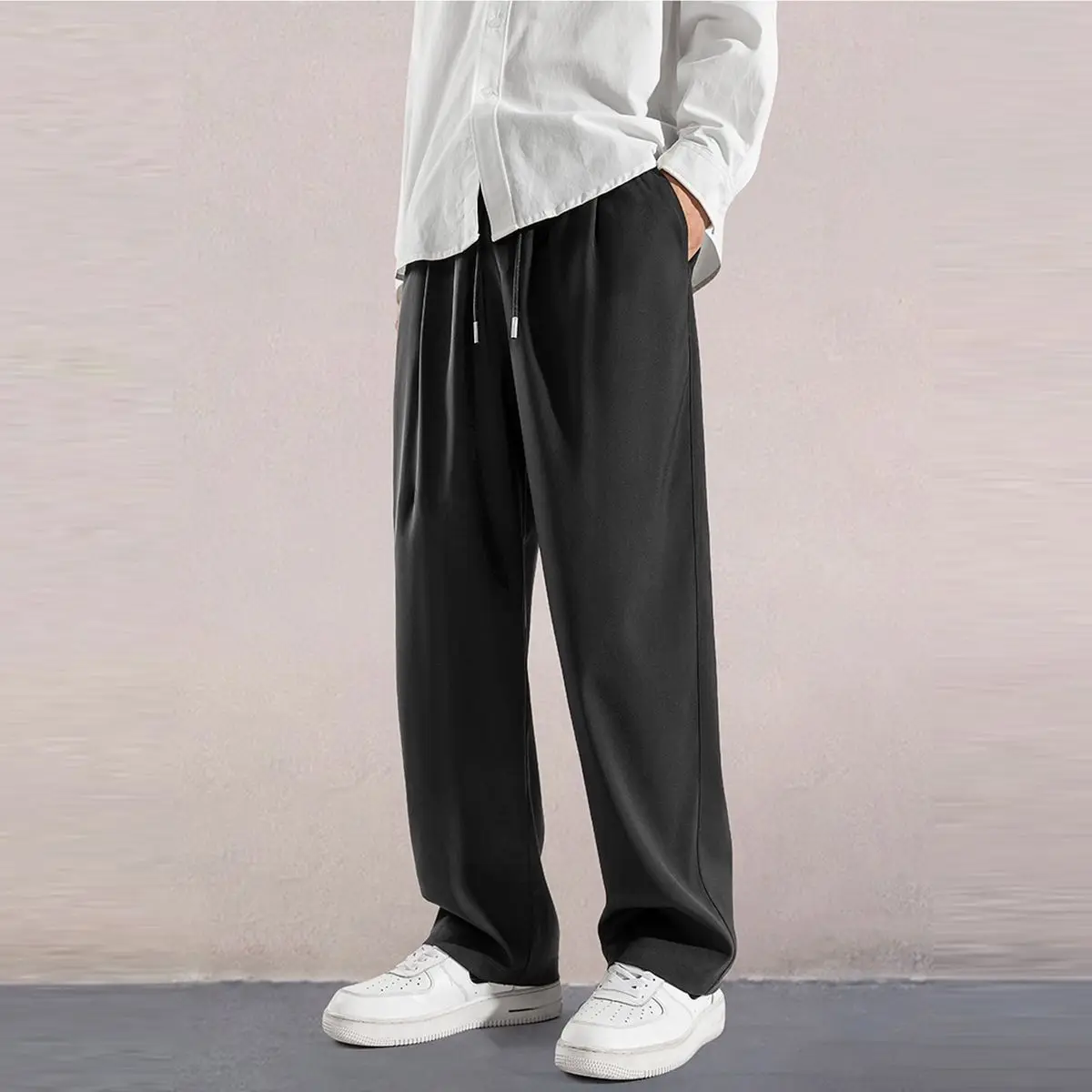 

2023 Ice Silk Pants Men's Summer Thin Loose Beam Feet Sagging Quick-drying Casual Trousers Trends Sports Pants A08