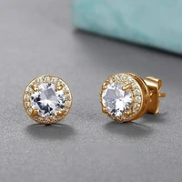 new classic luxury roundsquare white zircon retro fashion simple earring for women wedding engagement banquet jewelry gift hot