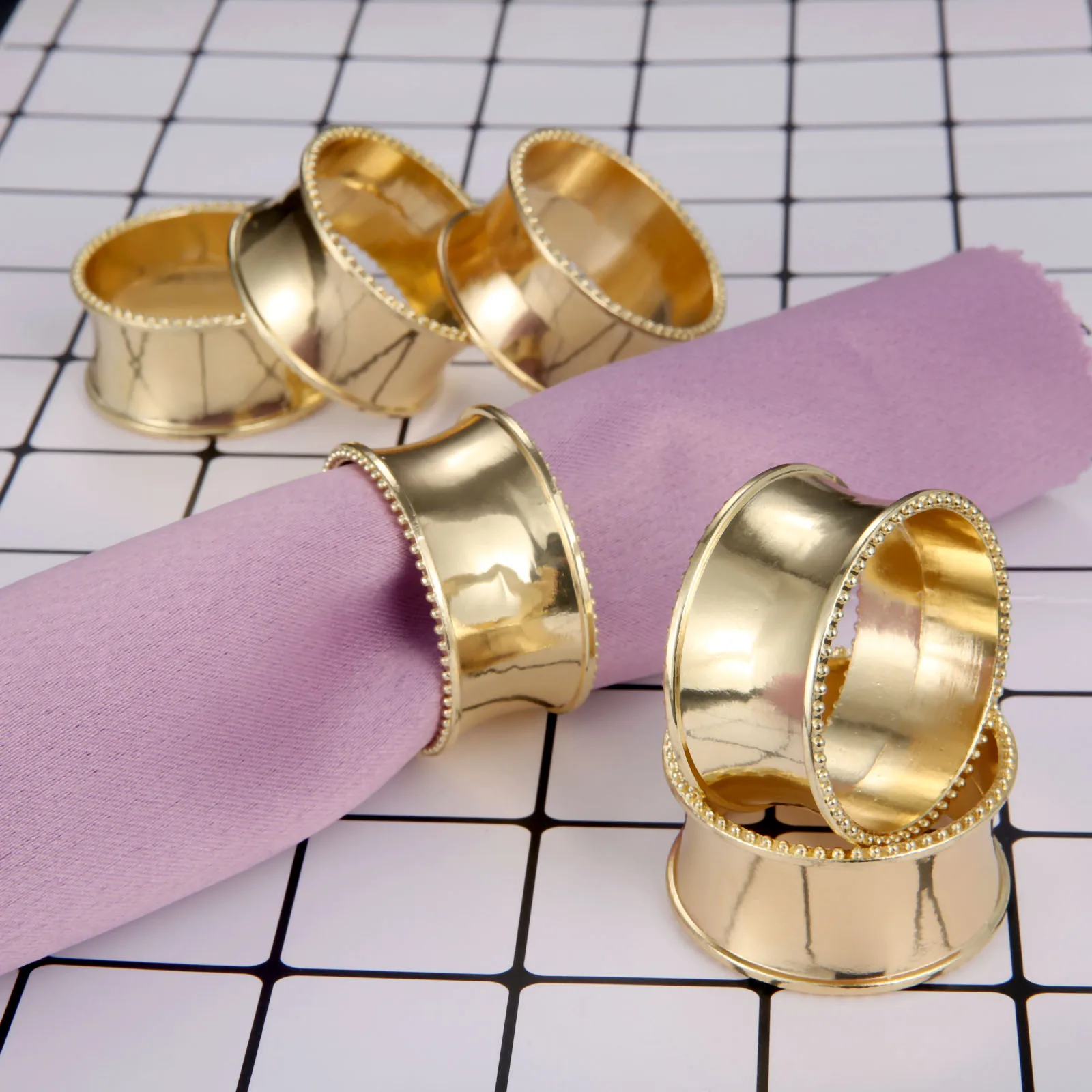 

6Pcs Metal Modern Round Napkin Rings Napkin Buckle Holder Cloth Ring Household Hotel Dinner Table Serviette Exquisite Decoration