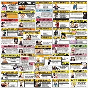 103050100pcs cool anime warning stickers danger banning attack on titan demon slayer cartoon decals laptop phone car sticker free global shipping