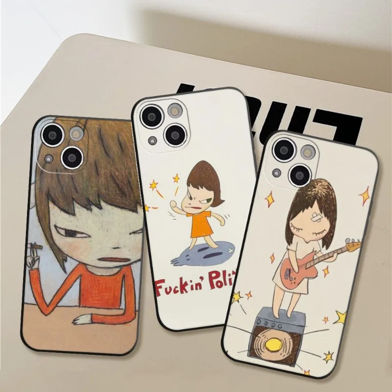 

DIY Yoshitomo Nara Phone Case for Iphone 14 11 12 Pro 8 7 Plus X 13 Pro MAX SE2020 XR XS RICCU Soft Covers