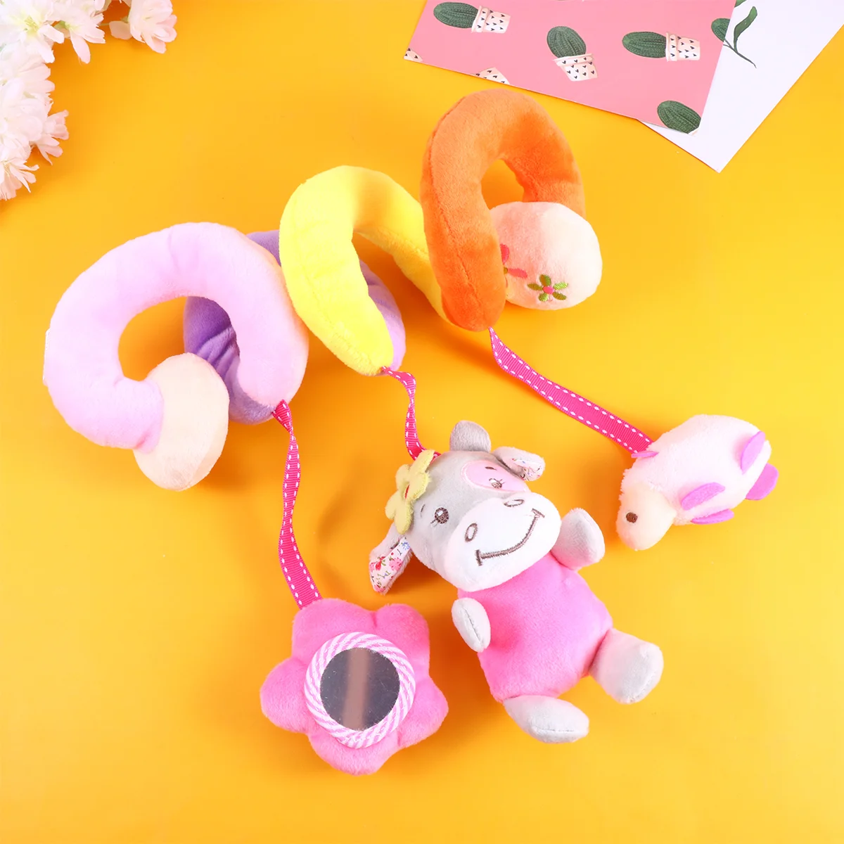 

1PC Multifunctional Kid Baby Crib Cot Pram Hanging Rattles Spiral Stroller Car Seat Toy with Ringing Bell (Cow Style)