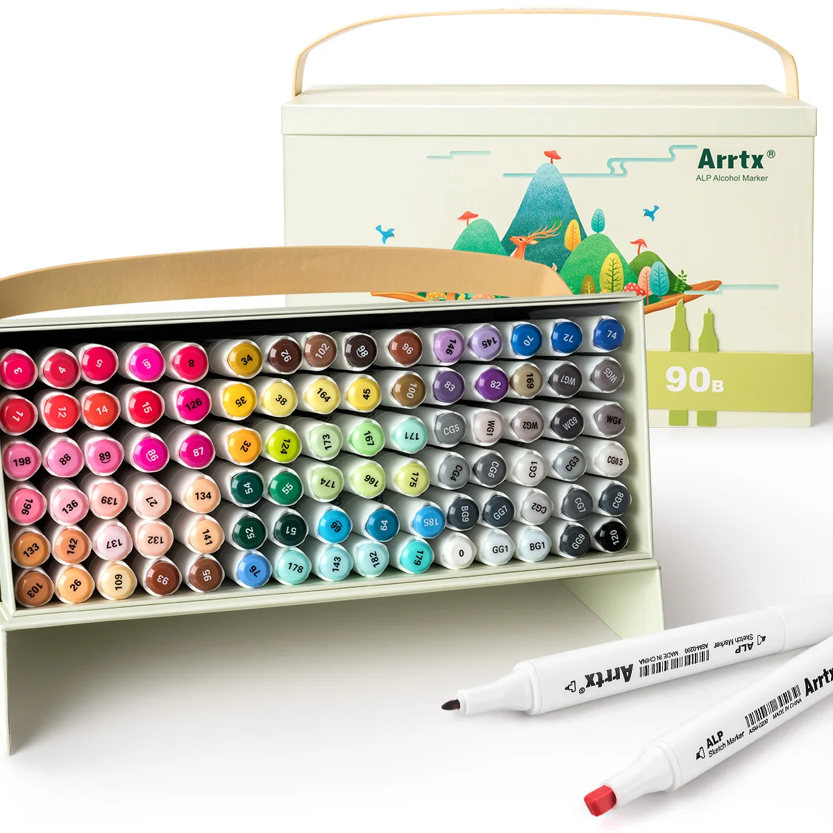 Arrtx ALP 90 Colors Alcohol Markers Dual Tips Drawing Pen for Portrait Illustration Suitable for Beginners & Artist