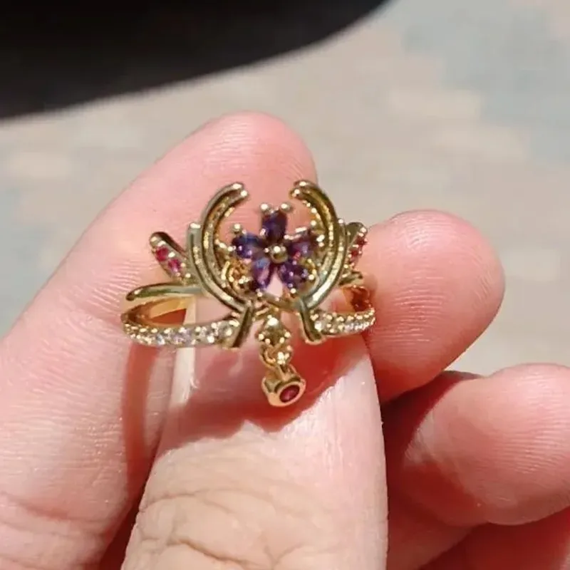 Кольцо для косплея Game Genshin Impact Yae Miko регулируемое Открытое кольцо с подвеской на