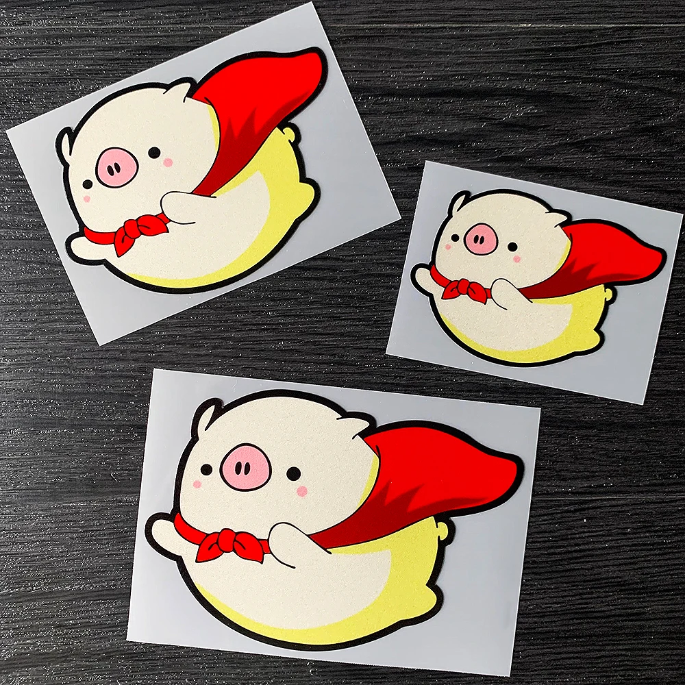 

JDM мультяшный милый плащ свинка светоотражающие автомобильные наклейки декор Мотоцикл Скутер кузов автомобиля окно топливный бак Кепка наклейки аксессуары