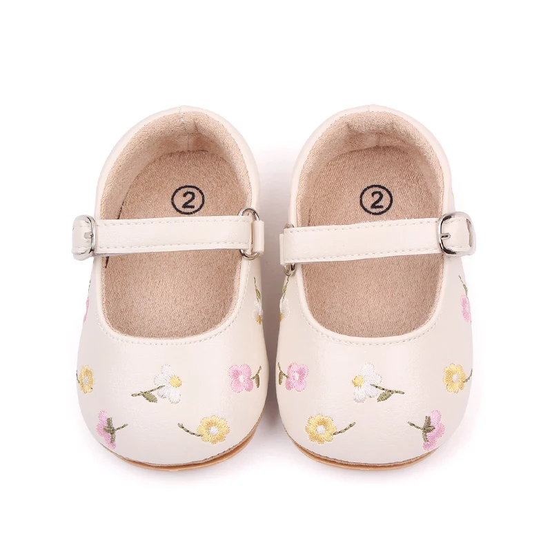 

Туфли Мэри Джейн на плоской подошве из искусственной кожи для маленьких девочек, детские туфли под платье с цветочной вышивкой, обувь принцессы для улицы
