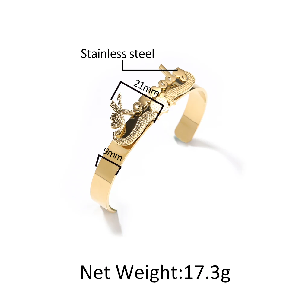 Uwin Custom Name Bracelet Vintage Jewelry Accessories Personalized 3D Embossed Stainless Steel Bangle Matching Couple Stuff