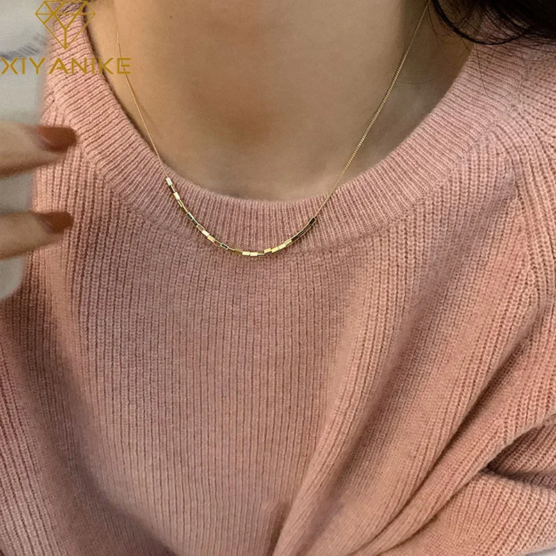 

XIYANIKE 2022 New Sexy Square Pendant Necklace For Women Girl Clavicle Chain Choker Fashion Trendy Jewelry Gift Party collier