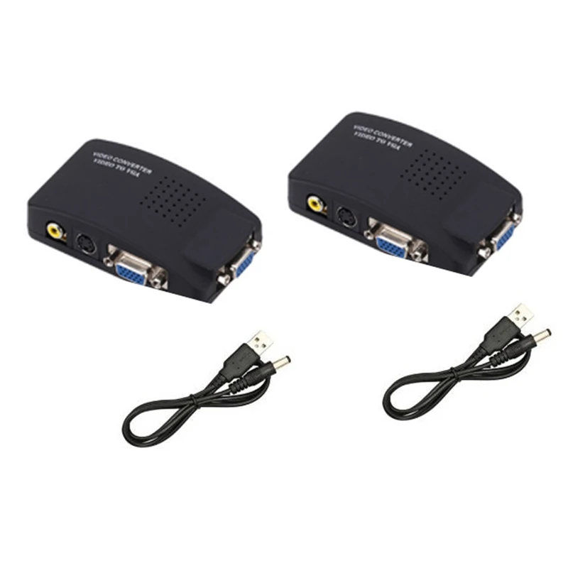 

2X AV-адаптер VGA RCA VGA преобразователь ПК RCA Композитный S-видео AV вход к ПК VGA ЖК-выход преобразователь Переключатель коробка
