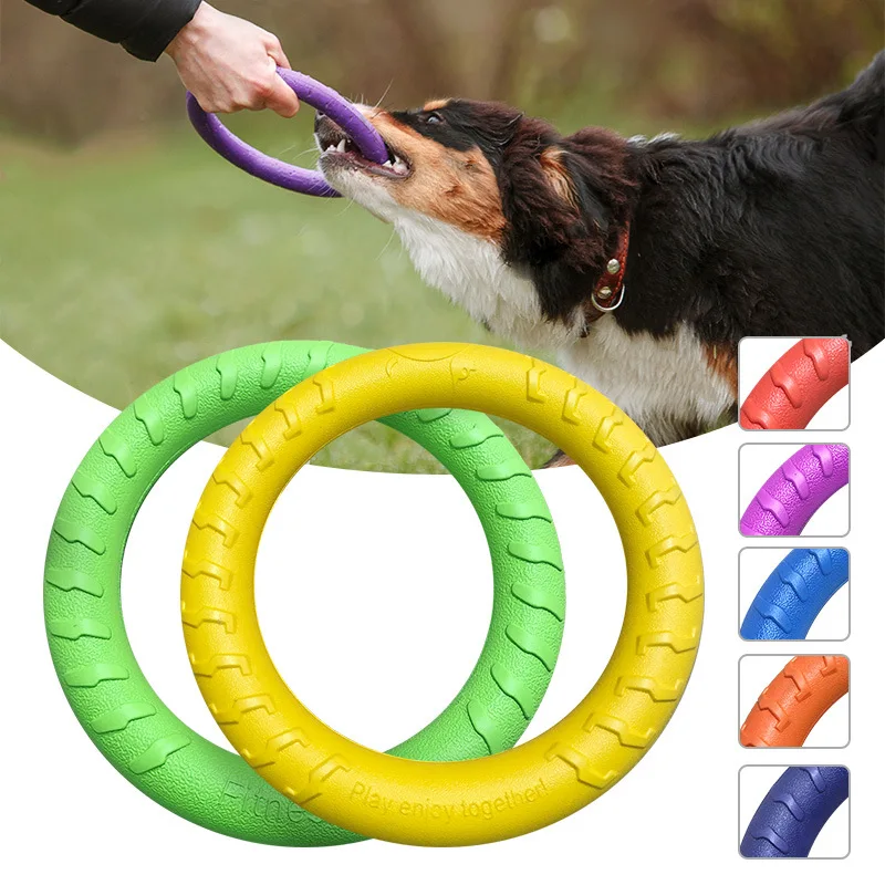 

Dog Toys Pet Flying Disk Training Ring Puller Anti-Bite Floating Interactive Supplies Dog Toys Aggressive Chewing