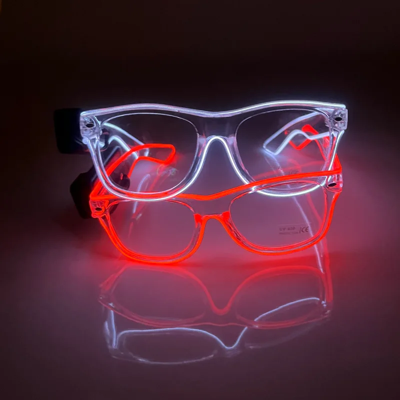 2023 Wireless glow LED Glasses Luminous Transparent Flashing SunGlasses UV400 neon Party Decorative party Bright Light Supplies images - 6