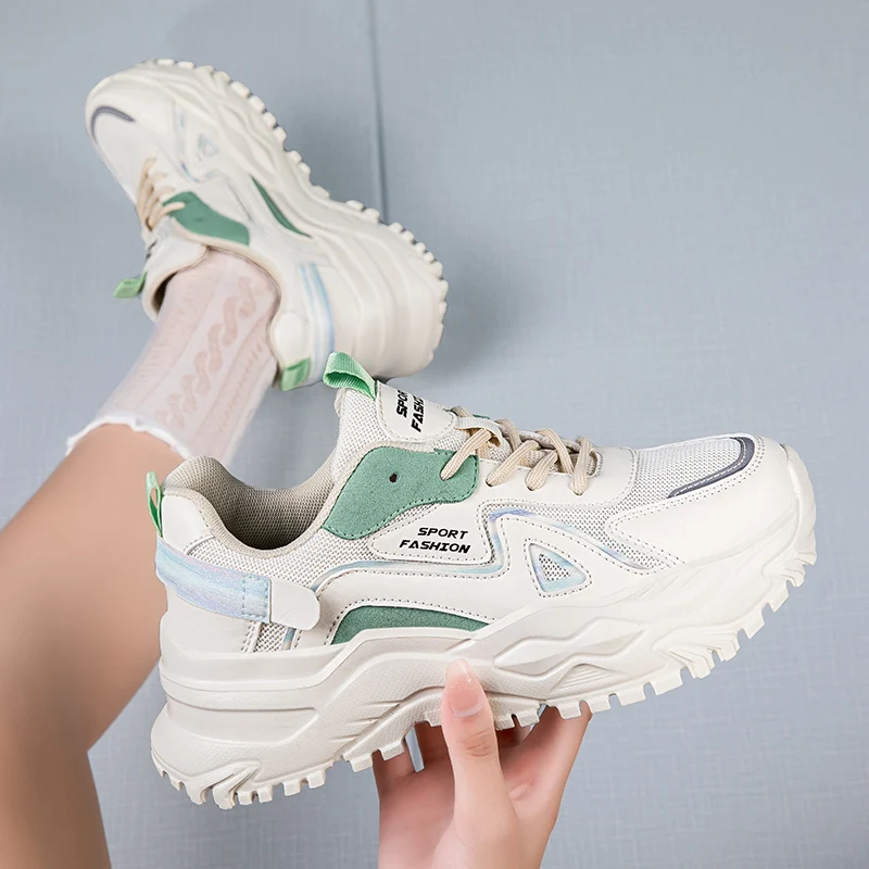 

Кроссовки женские на массивной подошве, повседневная прогулочная обувь, дышащие, на платформе, для осени