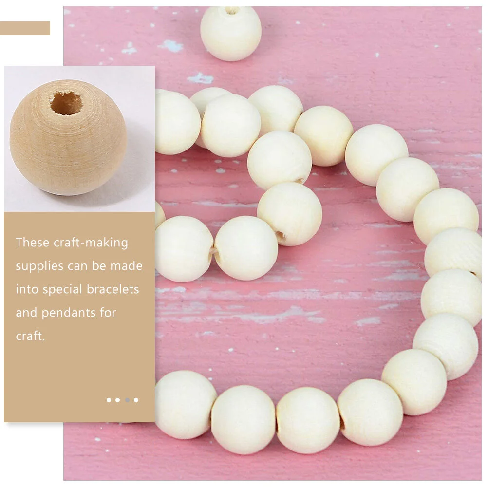 100pcs Round Wood Beads Crafts DIY Beads Pendant Making Beads Garland DIY Beads