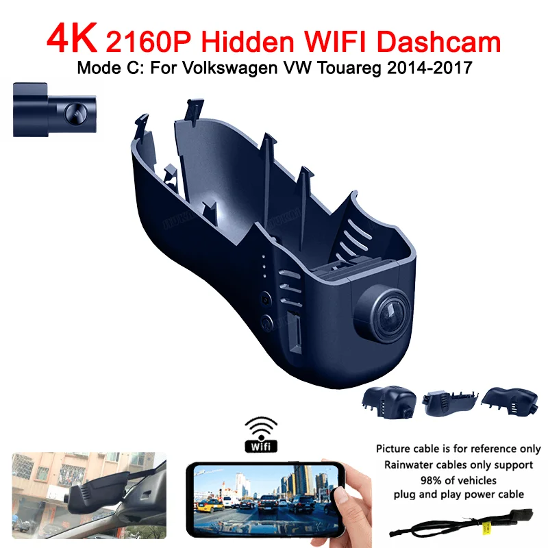 

For Volkswagen VW Touareg 2014-2017 Front and Rear 4K Dash Cam for Car Camera Recorder Dashcam WIFI Car Dvr Recording Devices