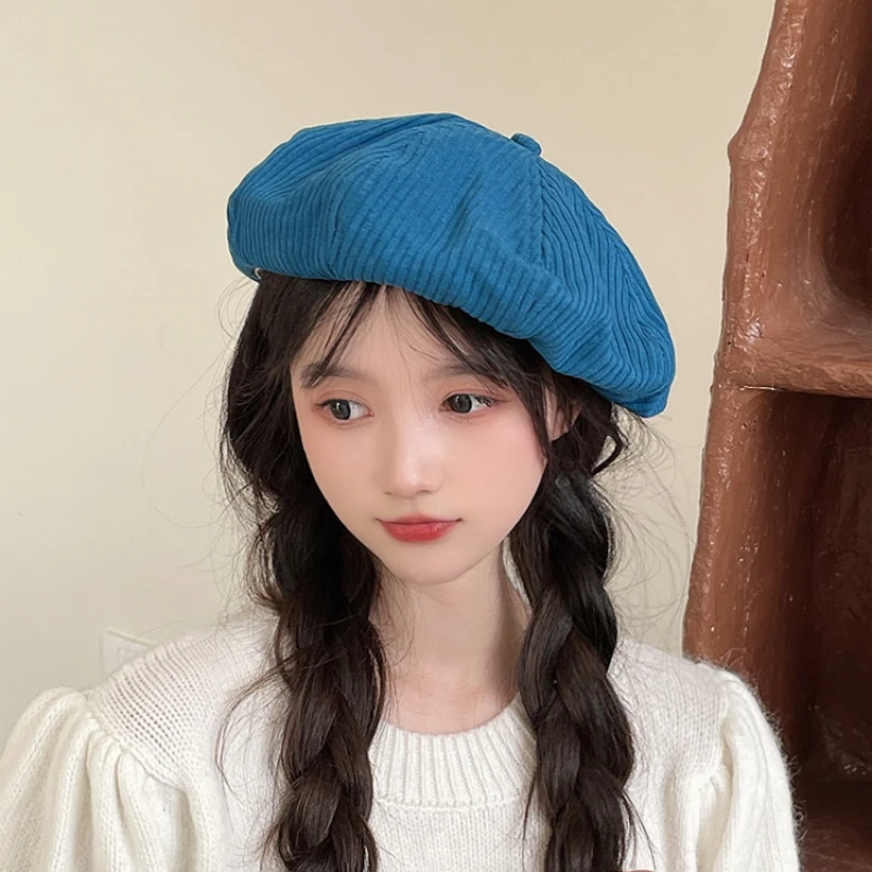 

Однотонный берет осень-зима корейский Универсальный японский винтажный берет художника с большой головой Британские ретро женские шапки