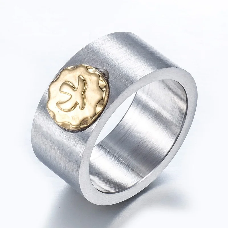 

New Stainless Steel Golden Top Bird Titanium Steel Ring Two In One Wedding Ring Fashion Anniversary Ring Men's Jewelry