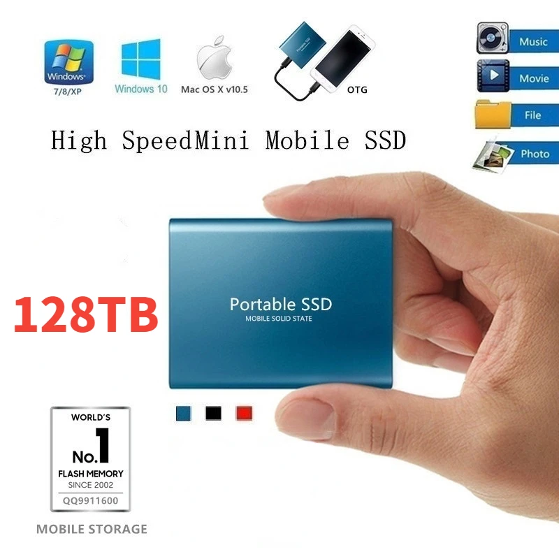 

SSD 128TB Hard Drive External Type-C High Speed USB3.1 2TB 4TB 8TB 16TB 32TB SSD Storage Portable HD Hard Disk For Laptop
