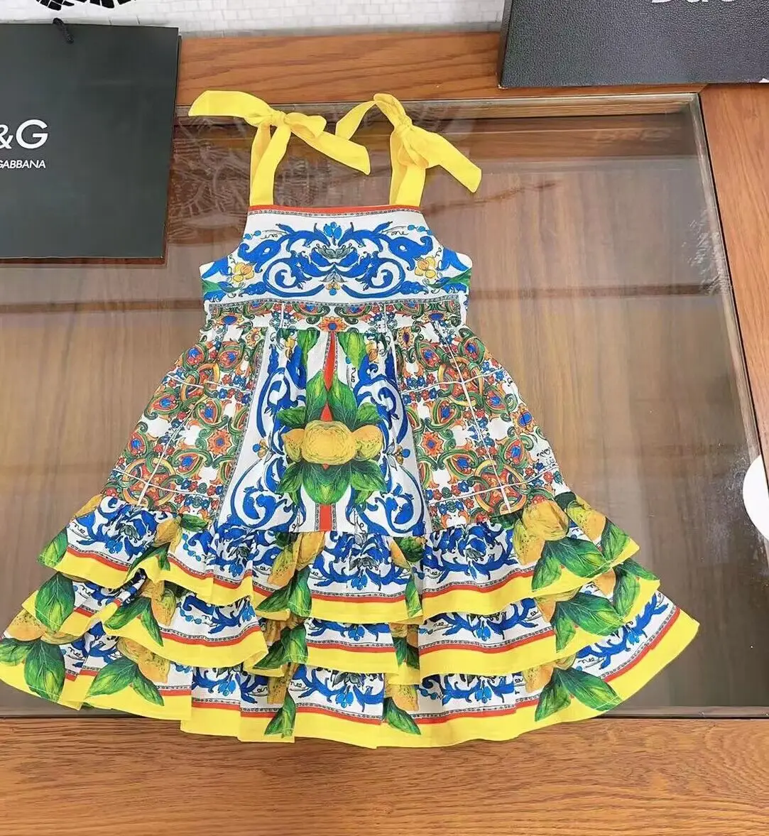 

Girls' new strap cake pleated dress