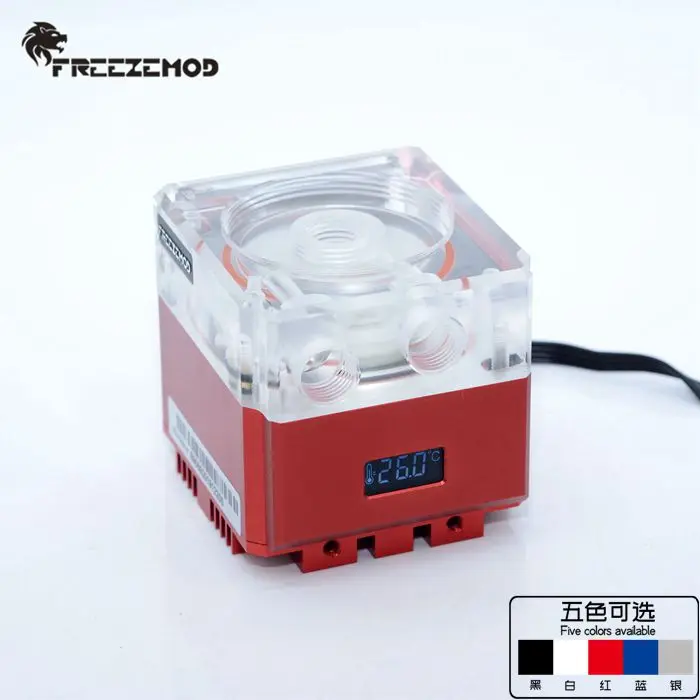 FREEZEMOD, компьютерный охлаждающий компьютер, Водяной охладитель, бесшумный насос PWM, Интеллектуальный расход 800 л/ч, ЖК-дисплей, датчик температуры, RGB, светильник. PU-FS6M-P