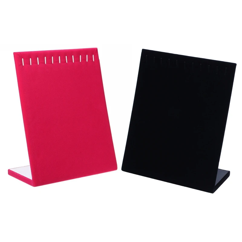 

2X 11 Hooks Velvet Jewelry Rack Earring Bracelet Necklace Organizer Holder Display, Rose Red & Black