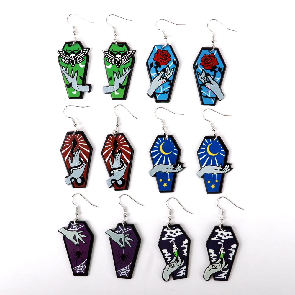 

Dark Magic Personalized Graffiti Earrings Personalized Acrylic Fun Funny Funny Coffin Spider Snake Flower Earrings Gift