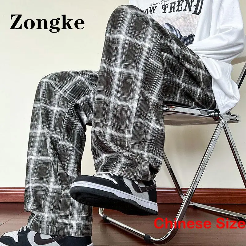 

Zongke мужская одежда в клетку, модные мужские брюки в Корейском стиле, модные мужские брюки, китайский Размер 5XL, Новинка осени 2022