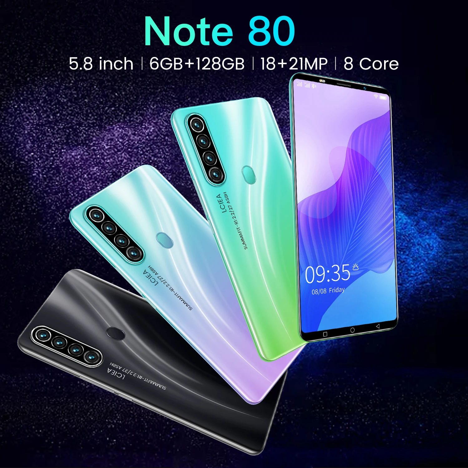 Смартфон NOTE80 6 ГБ ОЗУ 128 Гб ПЗУ разблокированный телефон с двумя Sim-картами дешевый