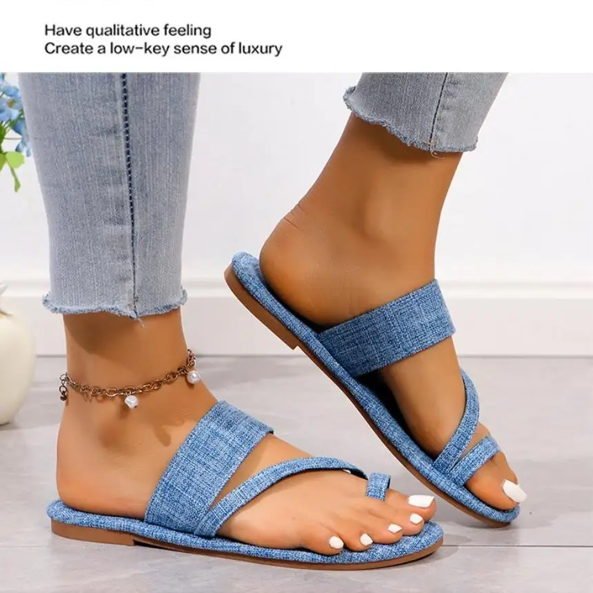 Женские джинсовые шлепанцы Sz36-43 дизайнерские брендовые сандалии с открытым