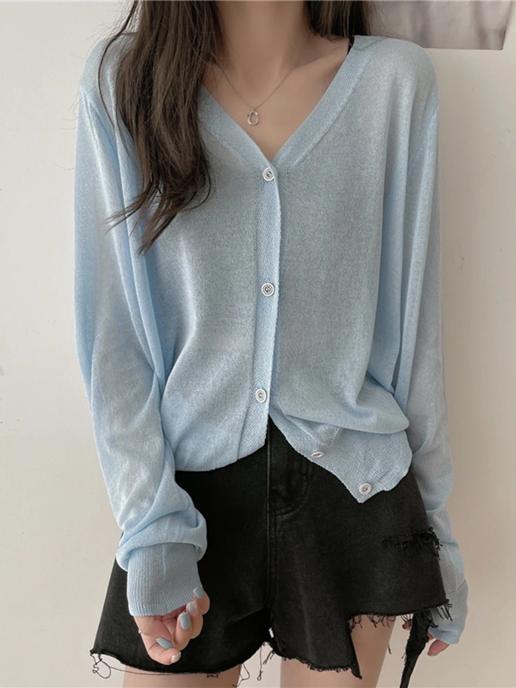 Женская Легкая Трикотажная Повседневная Рубашка Прозрачная Летняя Блузка