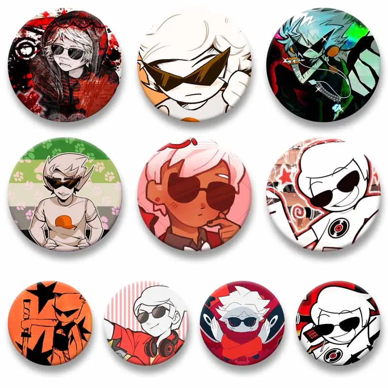 Фото Эмалевые значки H-Homestuck с Дэйвом и Дирк Страйдером, забавные броши с игровыми персонажами, значки на лацкан, украшения для сумок и одежды, подарок для друзей №1