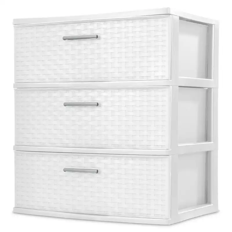 

Drawer Wide Weave Tower Plastic, White
