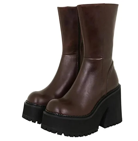 

Chunky Platform Black Stretch Biker Sock Winter Boot For Women 2022 Vintage Elegant Retro Boots Autumn Women's Shoes