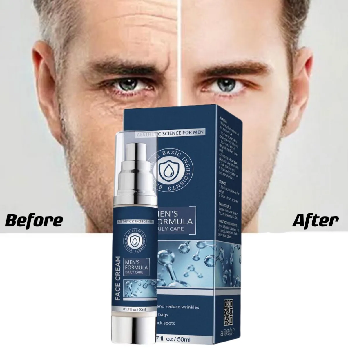 

50ml 1.76oz Face Eye Cream Particle For Men 1.7Oz Fast Absorption Mens Moisturizer Anti-Firming and whitening Beauty and health