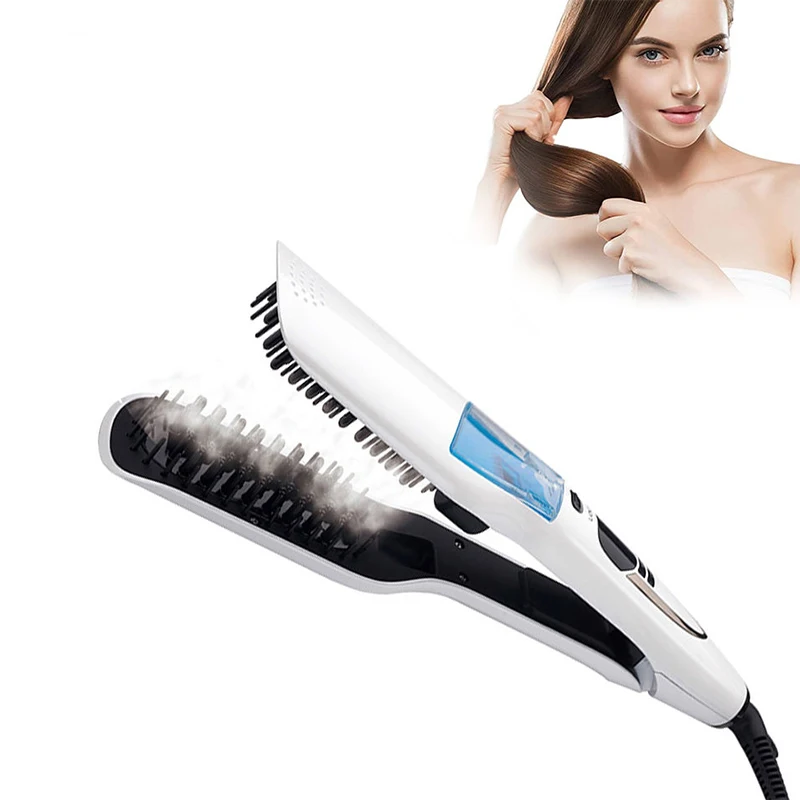 

Steam Hair Straightener Professional Brush Salon Wet Dry Fast Ionic Steampod Mist Flat Iron Hair Straightener Brush Comb