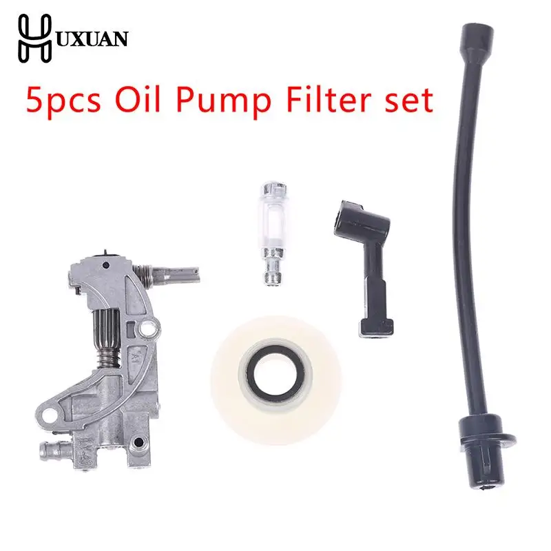 

5 шт. масляный насос цепной пилы масляная труба масляный фильтр масляный Выпускной сопло турбины для 4500 5200 5800 45CC 52CC 58CC садовый инструмент зап...