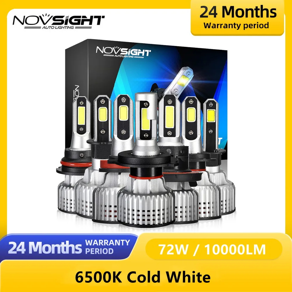 Светодиодные передние фары NOVSIGHT H7 для автомобиля H4 светодиодный H1 H11 9005 9006 HB3 HB4 6500K 10000LM 72W 12V светодиодный Автомобильные фары Противотуманные фары