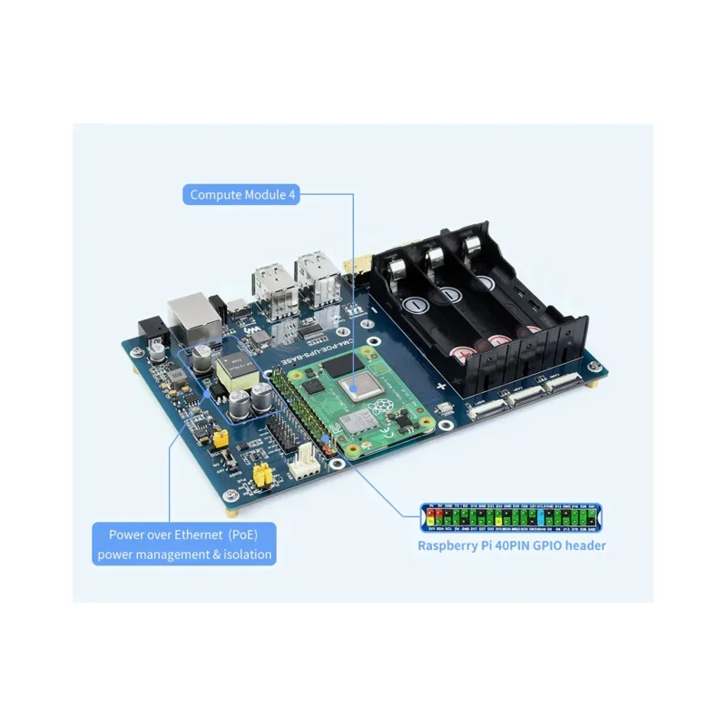 Плата расширения UPS PoE Gigabit Ethernet GPIO USB для RPI Rampberry Pi компьютерный модуль 4 CM4 Lite 2 ГБ 8