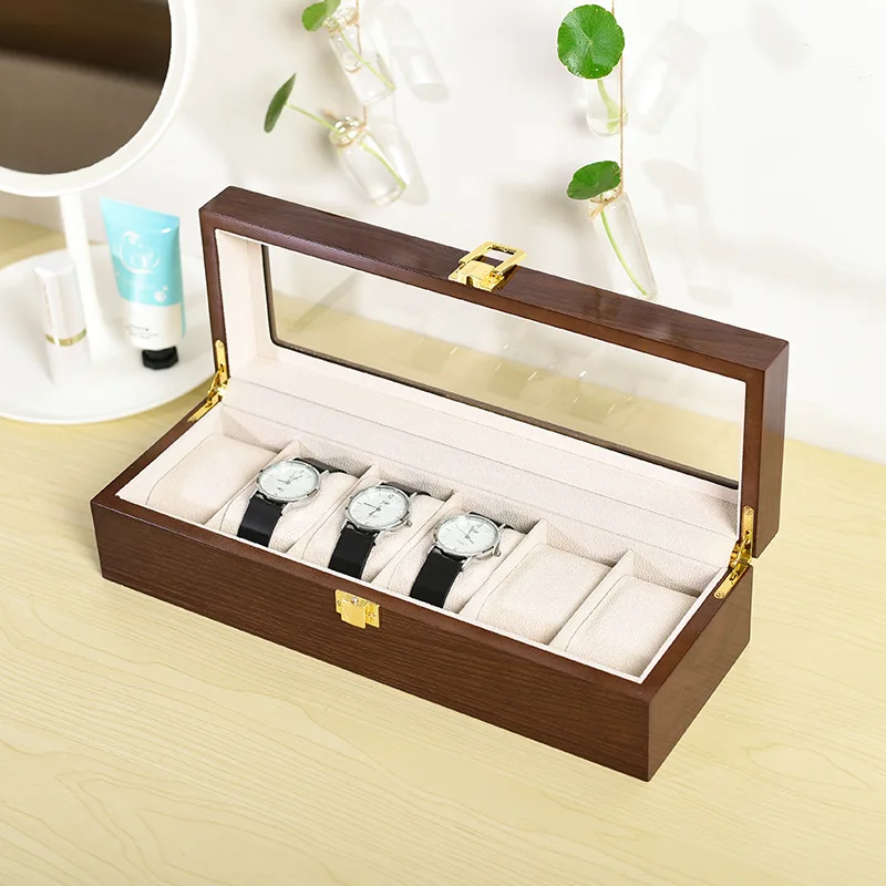 6/10/12Grids Solid Wood Jewelry Organizer Box Watch Holder Storage Case Watch Display Box for Man Women Hombre