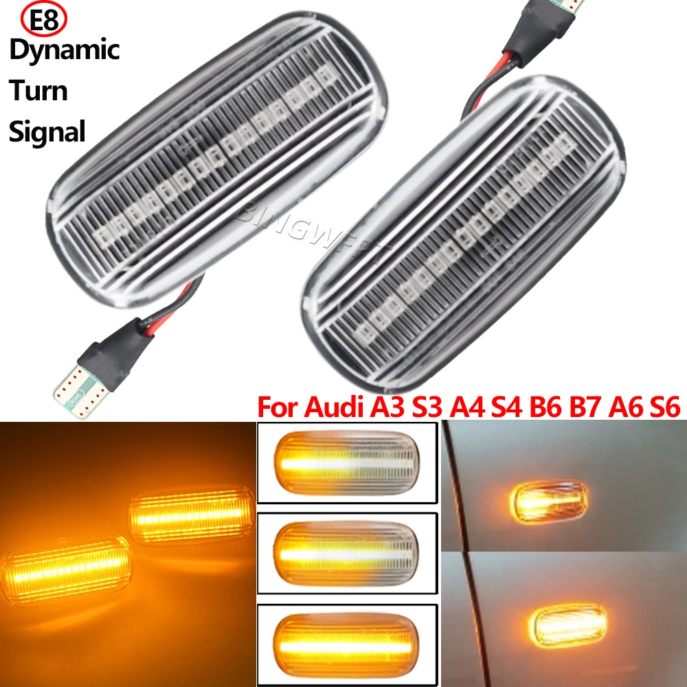 

2X For Audi A3 S3 8P A4 S4 RS4 B6 B7 B8 A6 S6 RS6 C5 C7 Led Dynamic Side Marker Turn Signal Light Sequential Blinker Light Emark