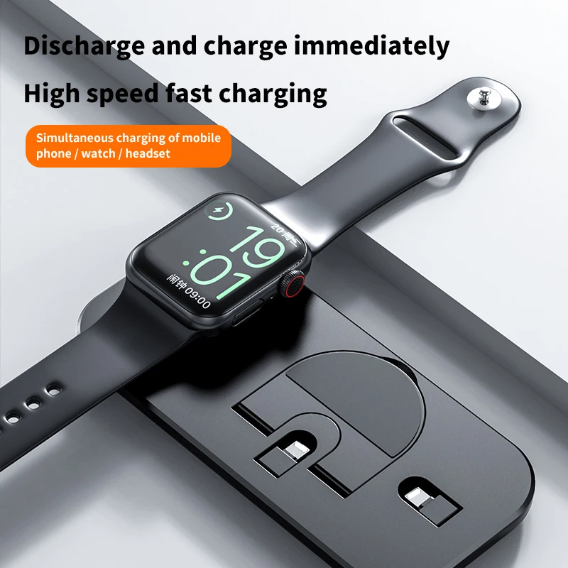 Быстрое зарядное устройство 3 в 1 Тип c для iPhone 13 12 11 XR Apple Watch Беспроводная зарядная