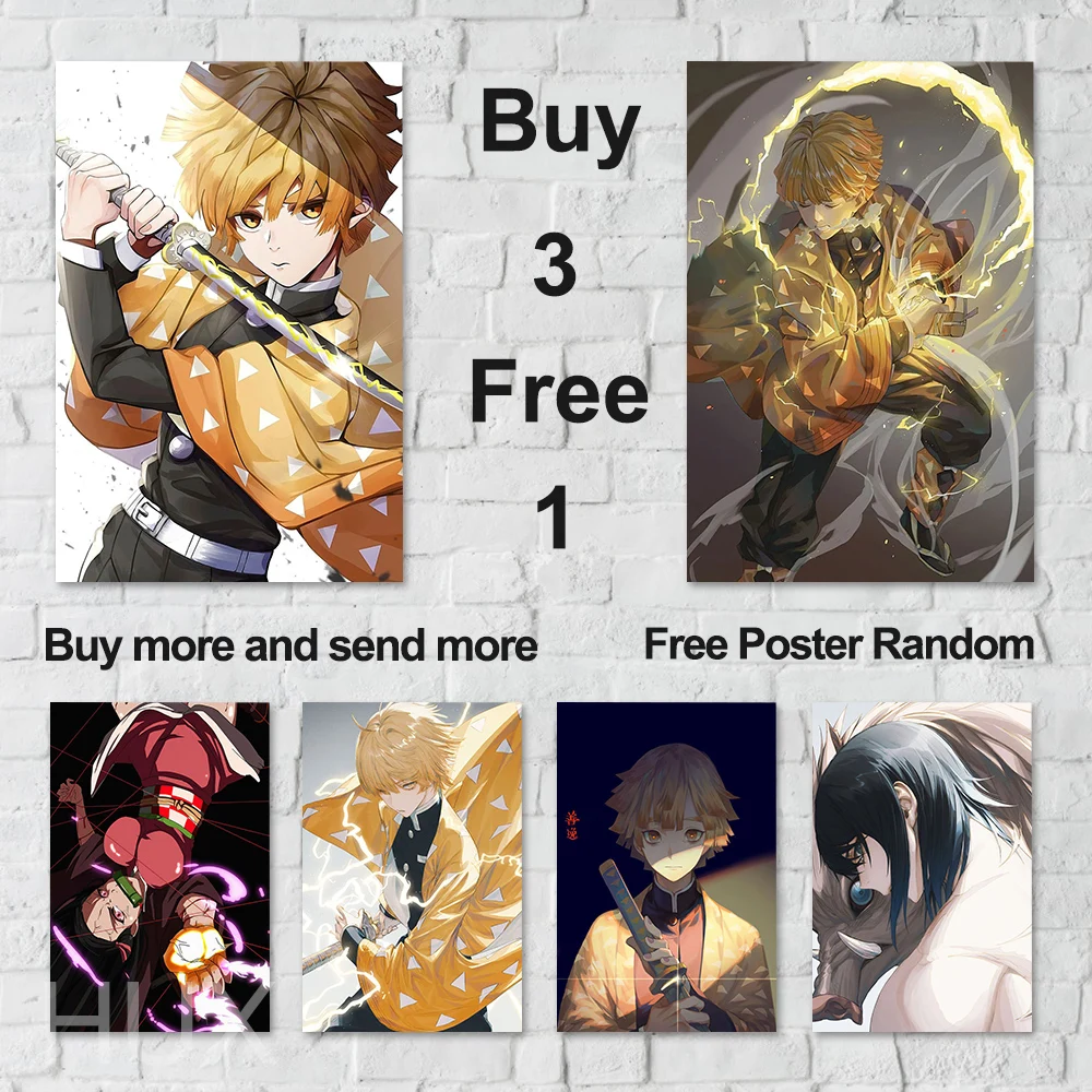 

Japanese Anime Demon Slayer Kamado Tanjirou Agatsuma Zenitsu Home Decor Interior Poster Aesthetics Cafe Wall Art Canvas Painting