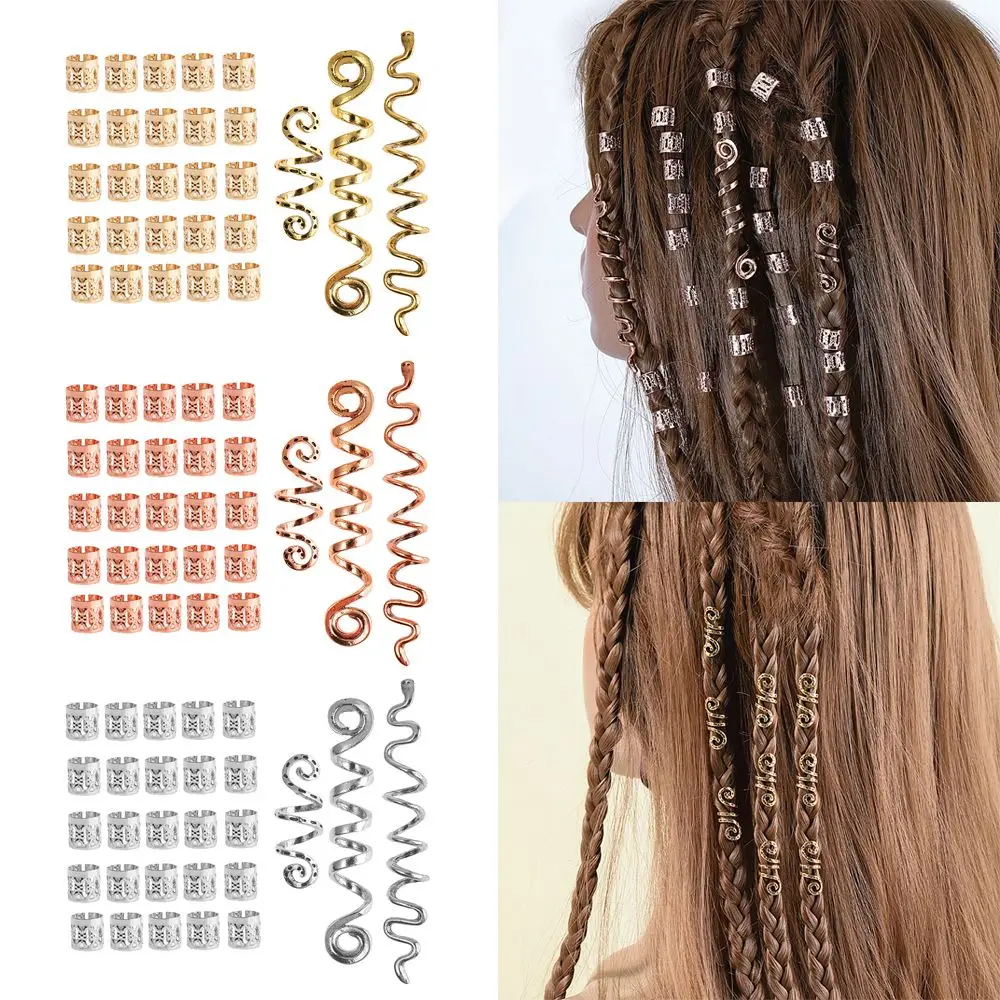 

Women Men Ethnic Style Styling Tools Dreadlocks Hair accessories Tube Clips Spiral Beads Rings Dirty Braid Hair Buckles