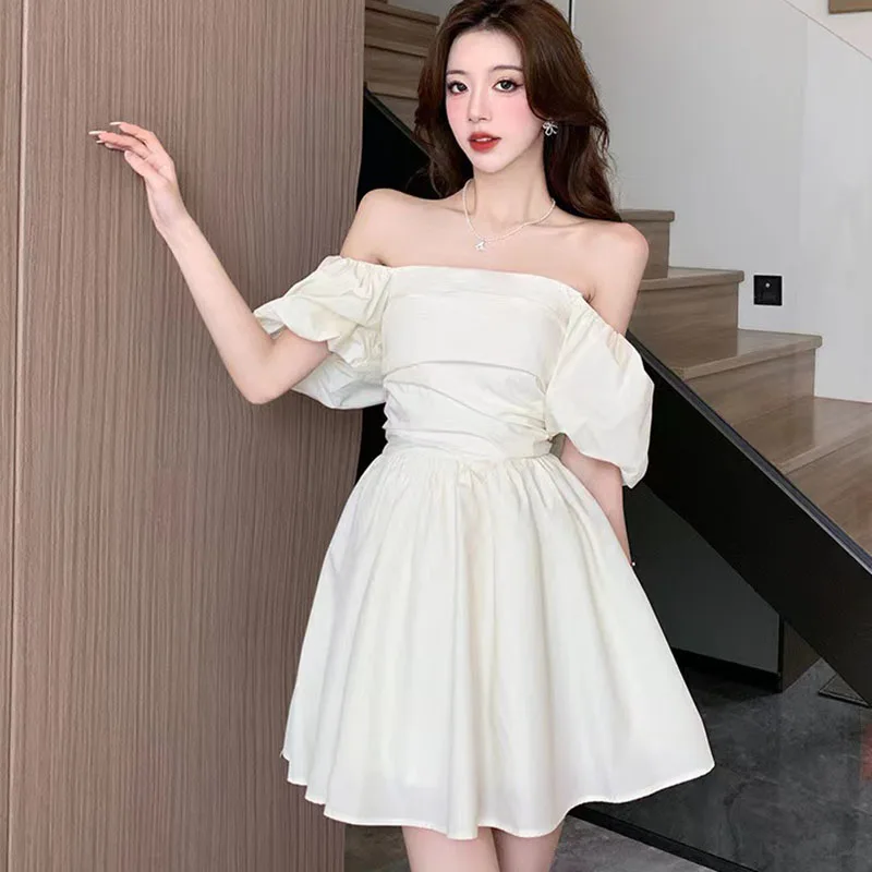 Элегантные платья с воротником-лодочкой женское летнее корейское шикарное