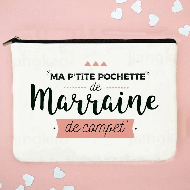 

B Godmother French Print Makeup Bags Travel Toiletries Organizer Female Wash Storage Pouch Women Cosmetic Case Marraine Gifts