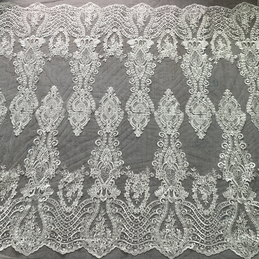 

African Lace Fabric 2022 High Quality 130CM Wide Embroidery Cording Lace Polyester Off White Sewing Accessories 1 Yard Promotion