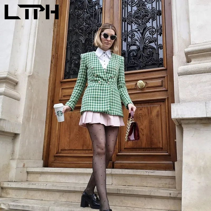 

LTPH Блейзер, платье, костюмы для женщин, комплект из двух предметов, элегантная офисная одежда, шерстяная куртка, без рукавов, повседневные Ми...