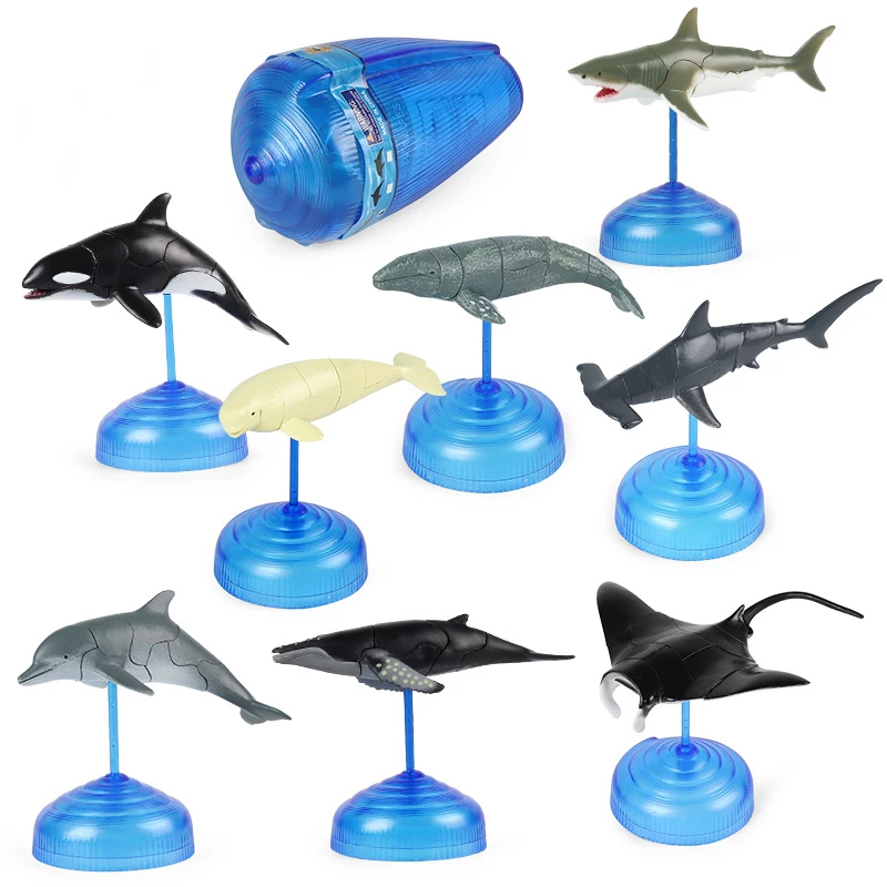 

Simulation Marine Life Animal Shark Ballen Jigsaw Puzzle Whale Sea Lion Squid Hippocampus Figure Model Building Blocks Toy