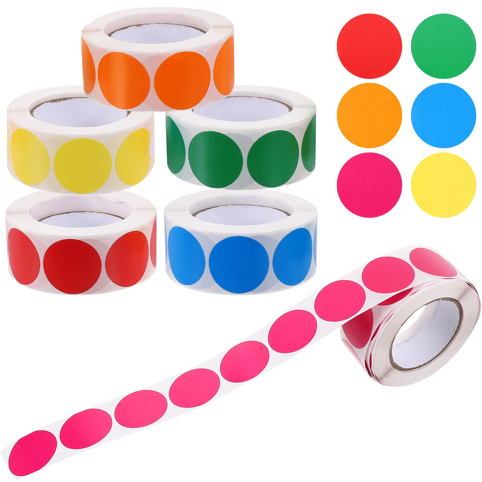 

6 Rolls Tag Color Coding Stickers Circle Labels Colored Dots Copper Plate Small