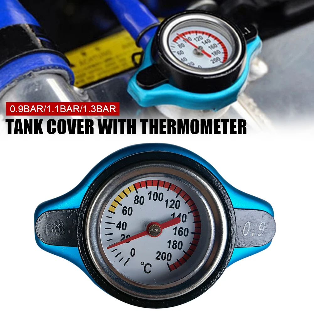 

Universal Radiator Cap with Temperature Gauge 0.9BAR 1.1BAR 1.3BAR Radiator Cap Water Temperature Gauge Cover Small/Large Head