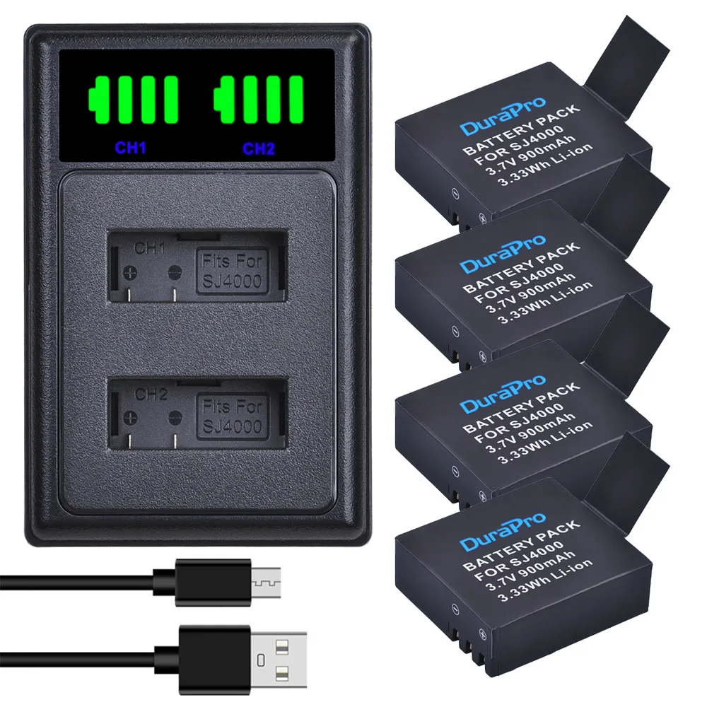 DuraPro SJ4000 батарея + LED 3 слота USB зарядное устройство для SJCAM SJ4000 SJ5000 SJ5000X M10 M20 SJ6 SJ7 SJ8 Pro SJ9 SJ10 PRO SJ10X камера